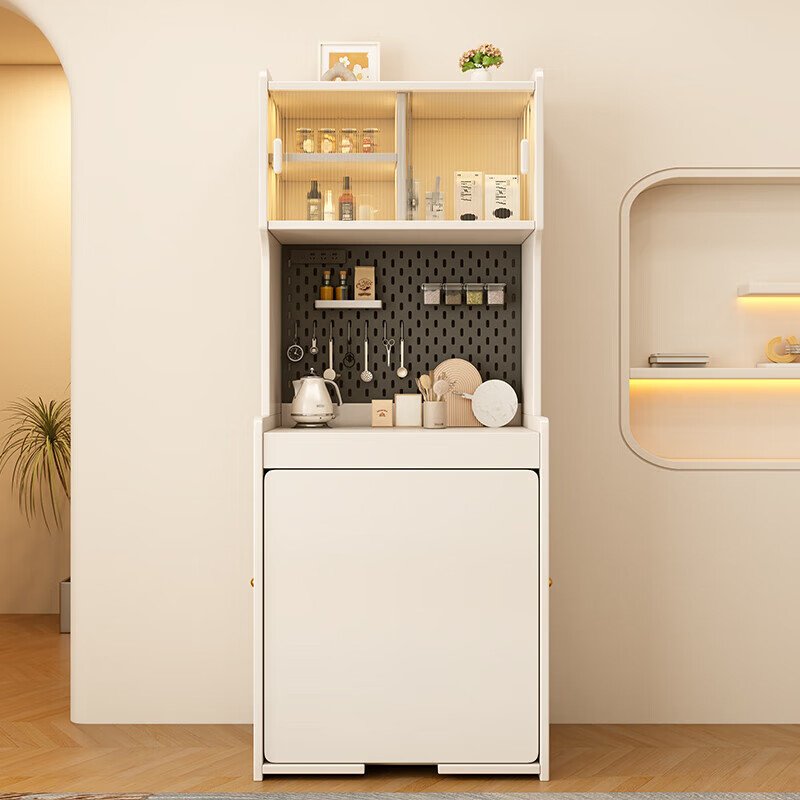 Senneng retractable folding dining table modern simple household small apartment storage sideboard multi-functional cream style dining table 64cm retractable dining table + folding leather chair x4