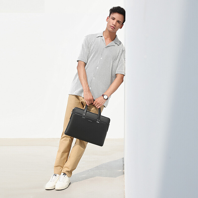 Scarecrow men's briefcase business handbag office business trip lawyer casual shoulder crossbody 14-inch computer bag