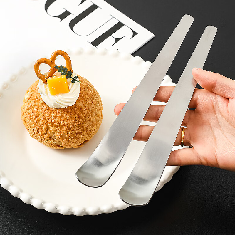 Kawashimaya Stainless Steel Dessert Spoon Exquisite Ice Cream Spoon Cake Oatmeal Coffee Spoon Greek Yogurt Spatula Stainless Steel Dessert Spoon - Silver Large