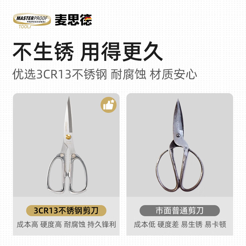 MASTERPROOF stainless steel scissors for home kitchen multifunctional scissors office tailor cutting cloth cutting flower paper cutting express