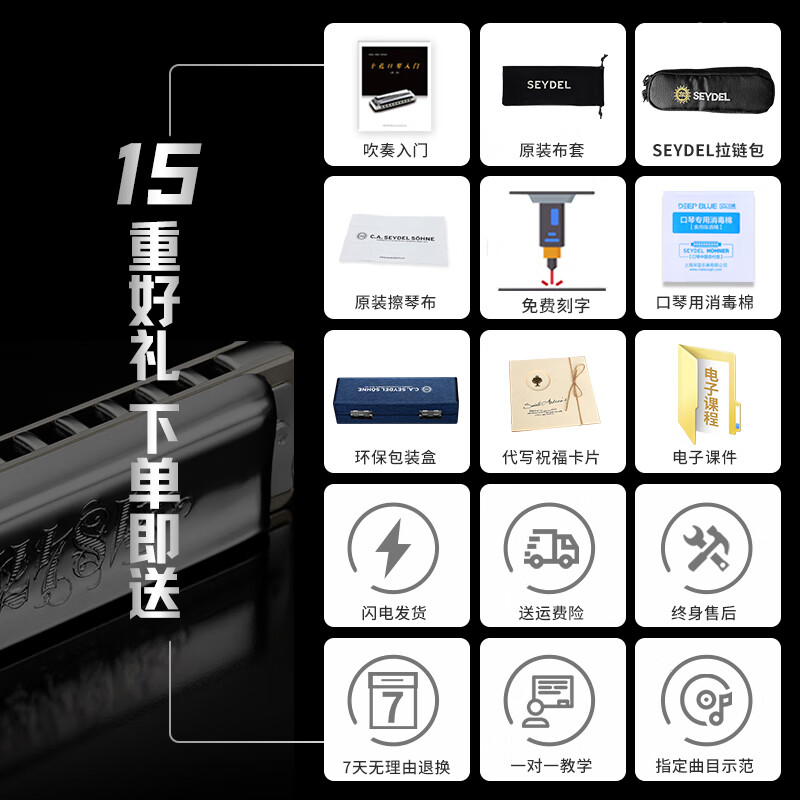 SEYDEL Germany SEYDEL ten-hole blues harmonica 1847L lightning beginner advanced professional 10-hole C PADDY scale (recommended for beginners)