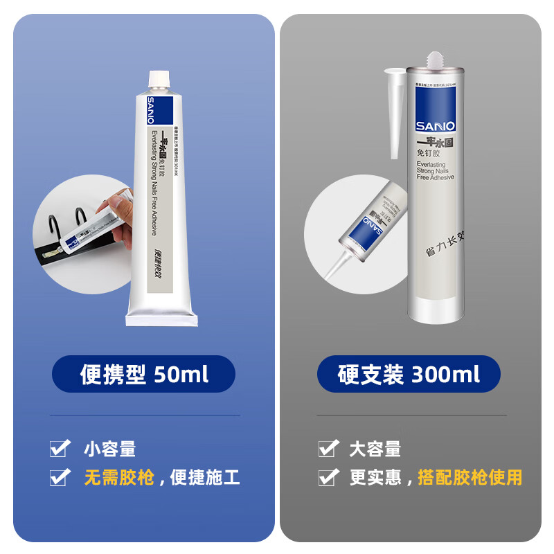 Sanhe MS315 nail-free glue, environmentally friendly, odor-free, punch-free glue, metal wood mirror strong glue 50ml