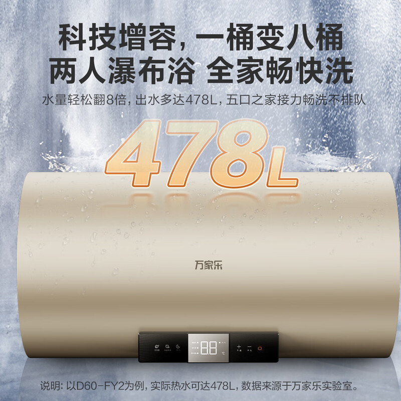 Macro FY2 national subsidy 8 times water volume, first-level energy efficiency and electricity saving, water storage type for household rental bathroom, door-to-door installation, 60-liter electric water heater