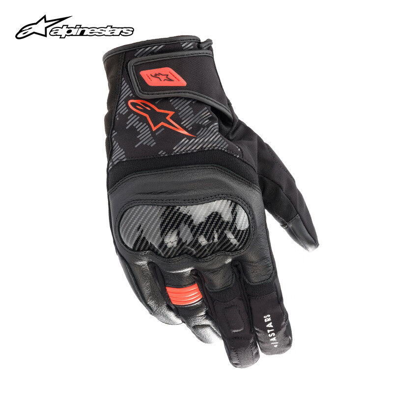 Alpinestars SMX-Z a-star motorcycle gloves all-season waterproof sheepskin spliced short motorcycle riding gloves black and red fluorescent 1030 L