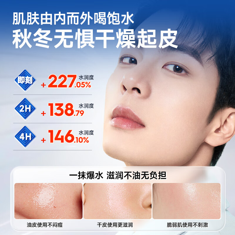 Left color right color amino acid water-activated facial cream men's skin care products oil control repair moisturizing milk men's 50g face cream moisturizing moisturizer