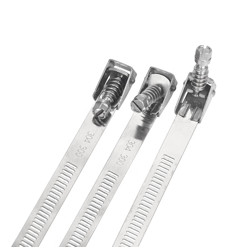 Jinggong (JINGGONG) 304 stainless steel live buckle cable tie metal buckle long removable elastic buckle hose clamp cable tie tightener clamp 12.5*200 bundle 11-57mm (1 piece)