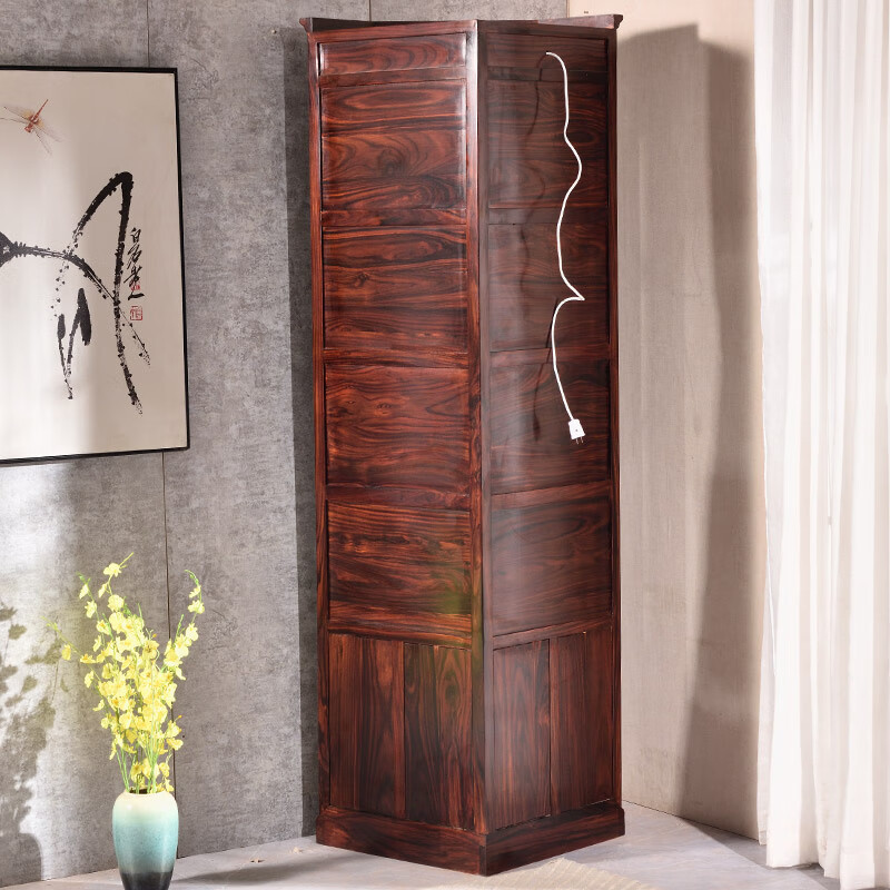 Wooden center mahogany furniture Indonesian black rosewood (scientific name: Dalbergia broadleaf) corner cabinet solid wood wine cabinet Chinese display cabinet multifunctional glass door storage cabinet corner cabinet 54*54*198cm