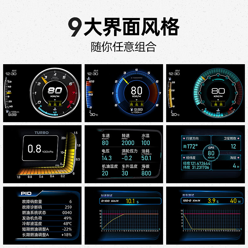 ActiSafety hud head-up display OBD high-definition LCD instrument multi-function PID detector A600 simplified version