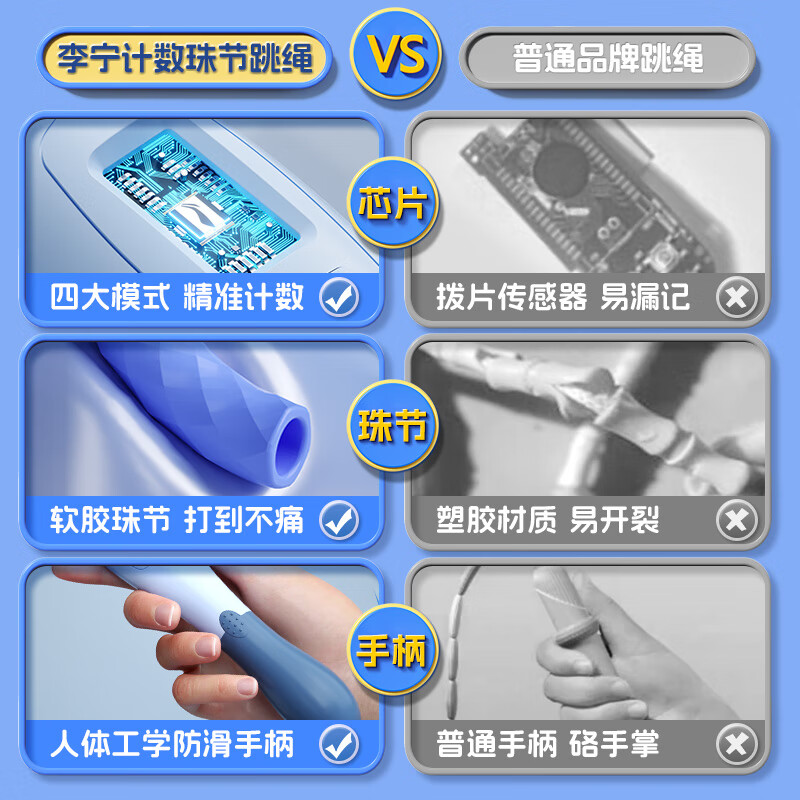 Li Ning (LI-NING) bamboo skipping rope counting children primary school students kindergarten first grade beginner high school entrance examination training sand special type