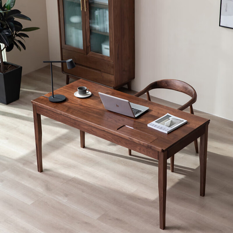 Pantuo solid wood desk North American black walnut desk home computer desk Japanese modern simple cherry wood desk North American black walnut single table 150*71*75cm
