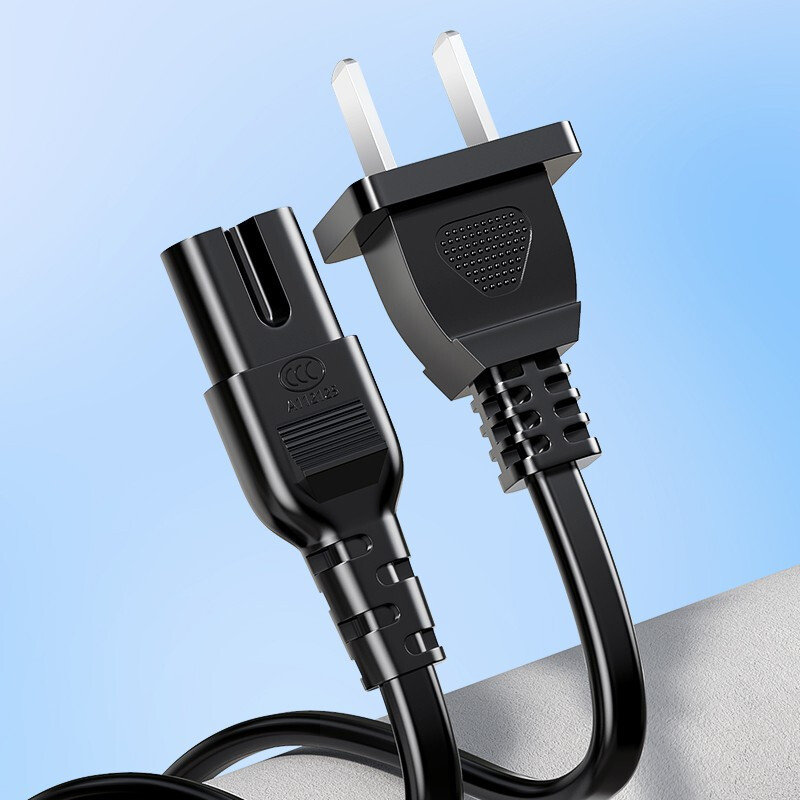 Biaz national standard two-plug 8-pin power cord 1.5 meters, 8-pin suffix suitable for Apple TV/printer/speaker/PS4/5 digital camera desk lamp projector two holes black