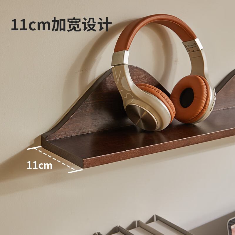 Jiayi solid wood wall storage rack partition wall bookshelf wall hanging display rack shelf 60cm walnut color single