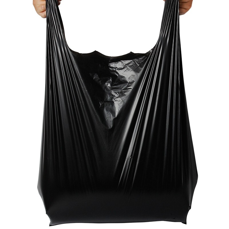 Yueda Jieli vest-type garbage bag, convenient home office storage bag, classified plastic bag, small and medium-sized cleaning bag, thickened and leak-proof, vest (32+13)*55cm black, one handful, 100 pieces