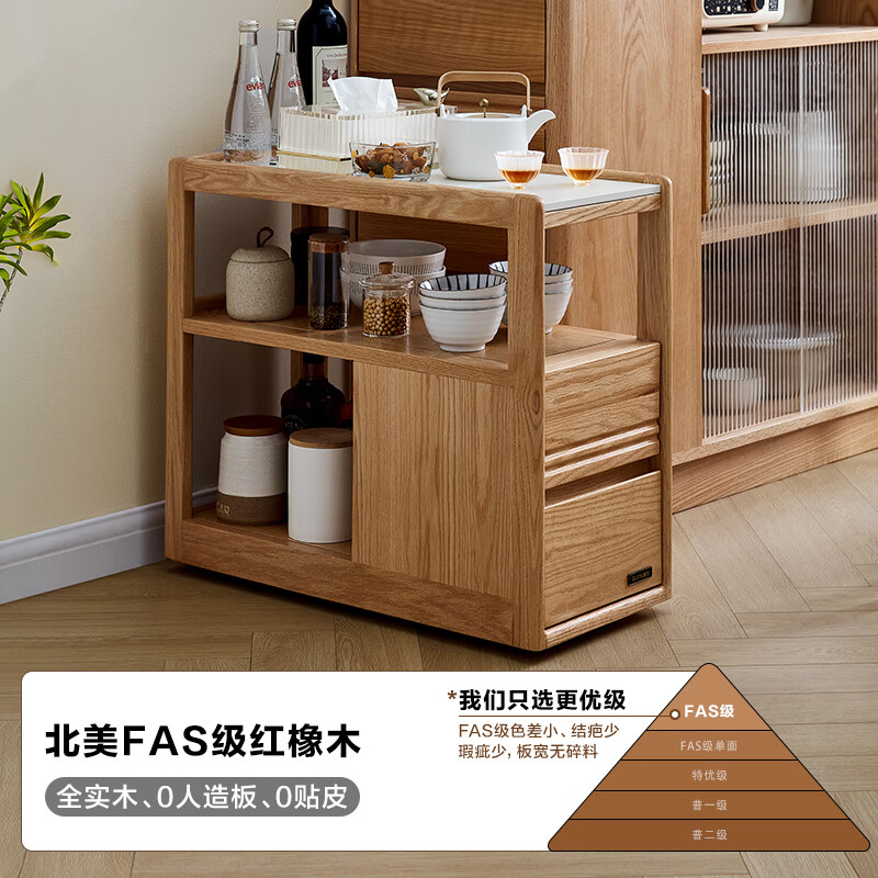 Quanyou Home Nordic solid wood sofa side for several living rooms and bedrooms movable small apartment storage storage cabinet