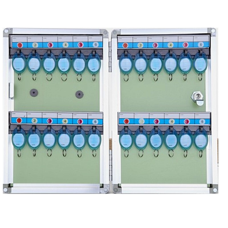 Key storage box aluminum alloy wall-mounted 24-bit key box property agency key hanging plate key chain ring 120-bit key box (including blue key tag)