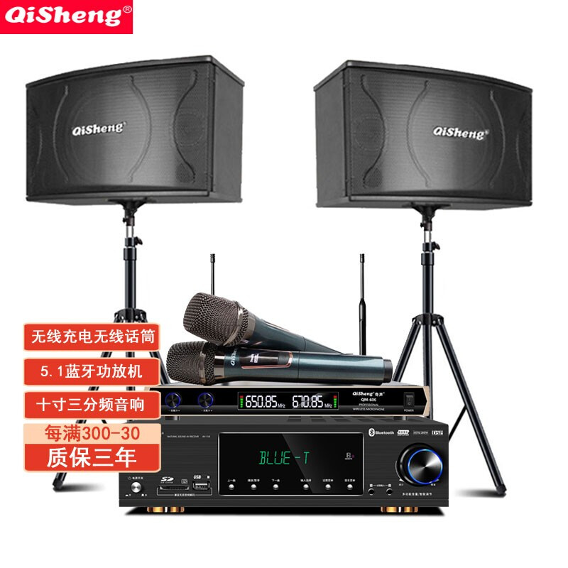 Qisheng/Qisheng K-20 home theater KTV audio set home karaoke conference room stage dance room card bag speaker Bluetooth karaoke amplifier K20 audio + 118 amplifier + rechargeable microphone