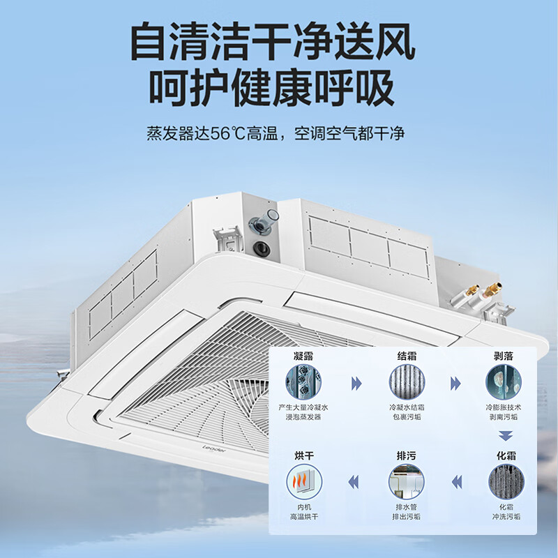 Haier produces 3 HP/5 HP ceiling unit central air conditioner embedded full DC variable frequency powerful cooling and heating one-to-one ceiling-mounted commercial patio unit energy saving Leader 5 HP second-level energy efficiency + Mitsubishi compressor + eight-sided air outlet 380V