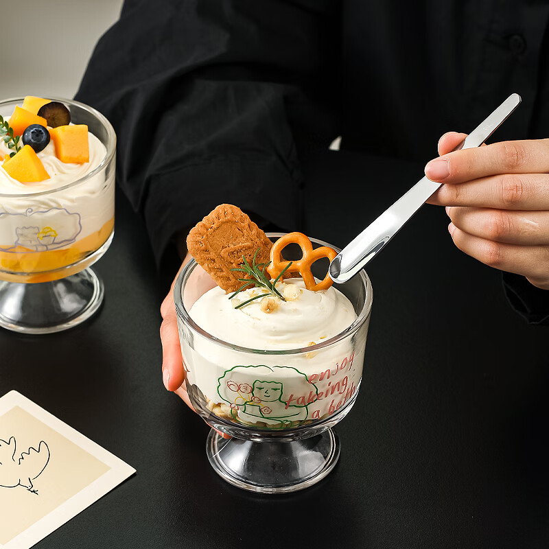 Kawashimaya Stainless Steel Dessert Spoon Exquisite Ice Cream Spoon Cake Oatmeal Coffee Spoon Greek Yogurt Spatula Stainless Steel Dessert Spoon - Silver Large