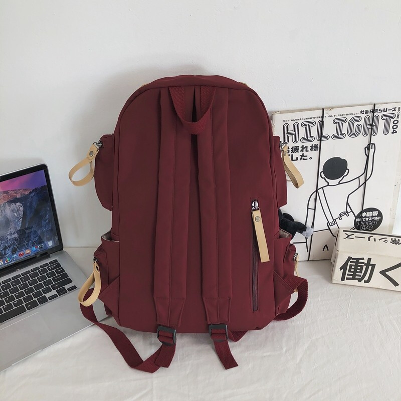 Kangaroo school bag, women's backpack, men's middle school and high school college student backpack, large capacity, wear-resistant 15.6-inch laptop bag, red with gorilla pendant