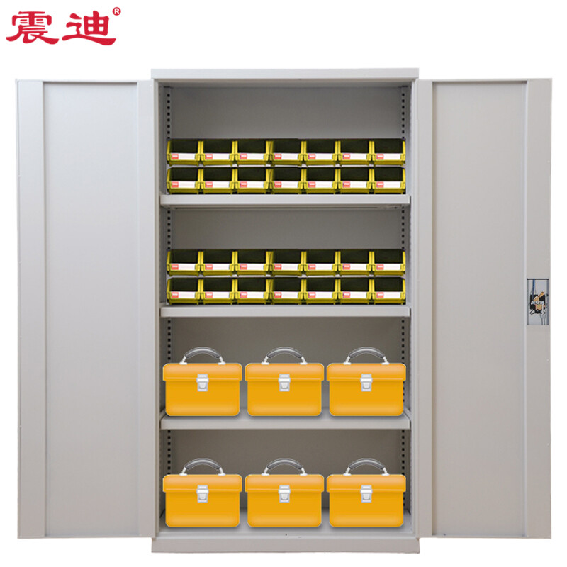 Zhendi Heavy Duty Tool Cabinet SD2455 Double Door Four Layers Gray White No Hanging Board 1800*1000*500mm Table