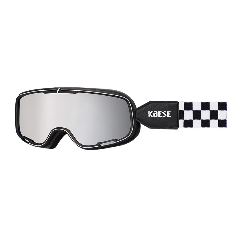 C-RIDING Retro Motorcycle Goggles Cruise Motorcycle Anti-Sand Cycling Helmet Goggles Can Wear Myopic Glasses Pedal Commuting Black Frame Silver-plated Lenses