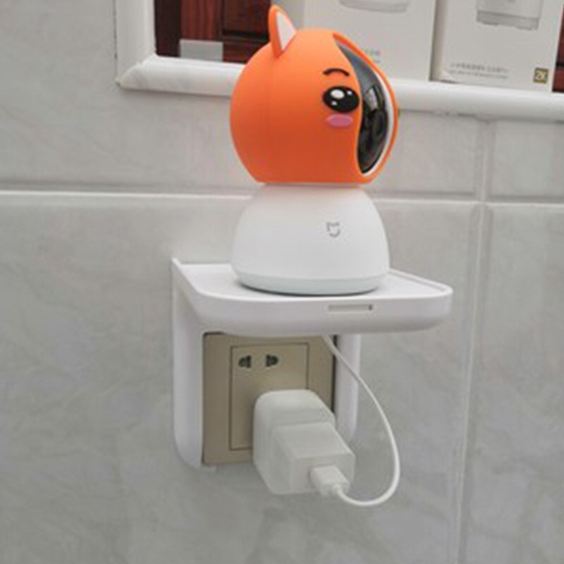 Zhiercheng smart audio bracket socket panel bracket without drilling surveillance camera bracket wall-mounted router bracket storage rack suitable for various small ornaments placement area 136*120 mm | single socket installation white