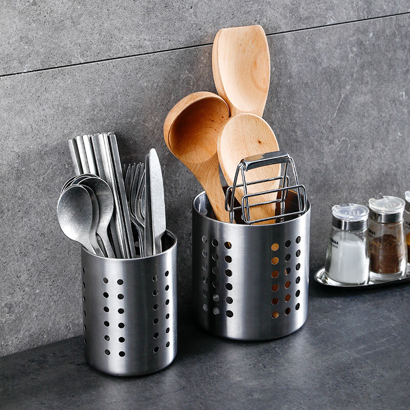 Jianjiayiju stainless steel chopstick barrel draining tableware cage kitchen spoon chopsticks cutlery storage tube storage rack chopstick cage bamboo skewer straw bucket small size