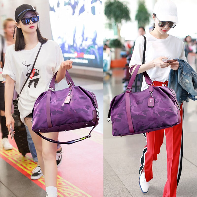 CRISP KERREIN Hong Kong brand travel bag women's short-distance portable luggage bag large capacity travel bag Korean version boarding bag fitness bag trendy purple 1010 ready for delivery on the same day