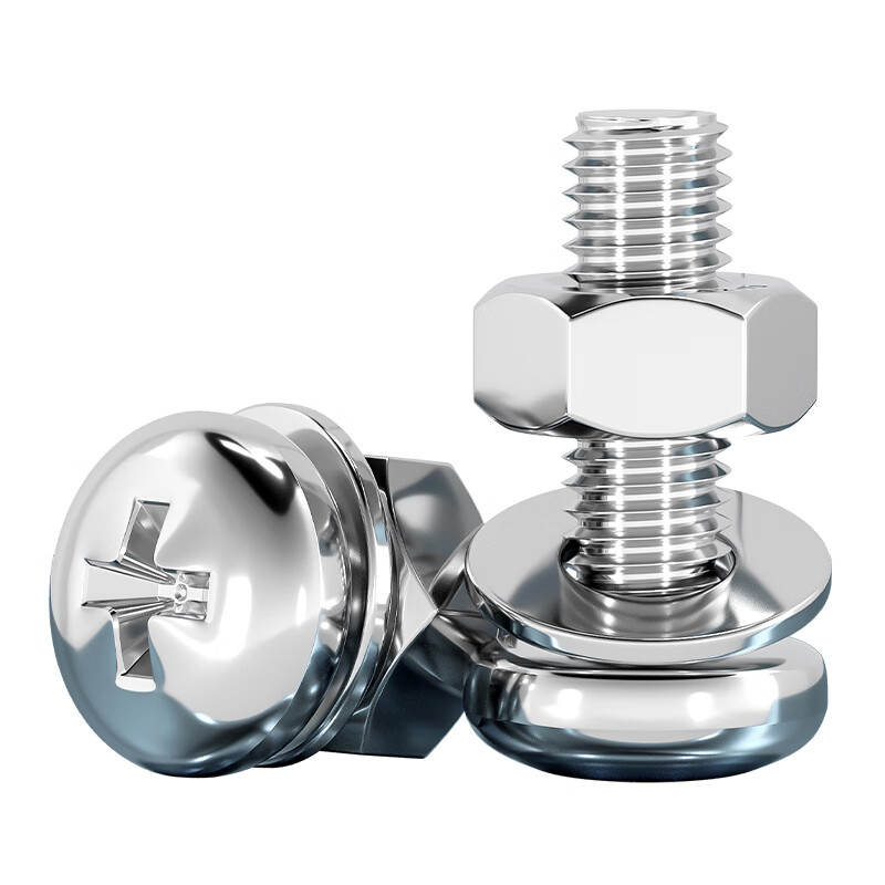 Tianzhuo Hardware M3M4M5M6M8M10 304 stainless steel cross round head screws and nuts set complete combination pan head screws M5*16 10 sets