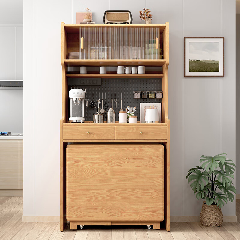 Senneng solid wood sideboard dining table integrated wall storage cabinet wine cabinet modern simple storage cabinet kitchen with dining table side cabinet sideboard + 1.4m solid wood dining table + dining chairs * 2