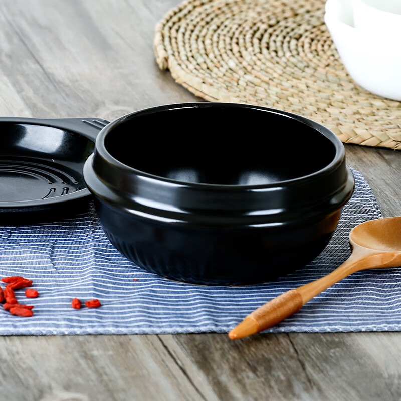 Kangshu (KANGSHU) Korean stone pot bibimbap Japanese cuisine special pot steamed egg bowl miso soup ginseng chicken soup commercial casserole 1100ml stone pot (with tray)