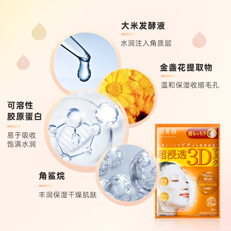 Kracie 3D Orange Mask 4 pieces/box, hydrating, elastic and firming skin care, boys and girls, imported from Japan, birthday gift