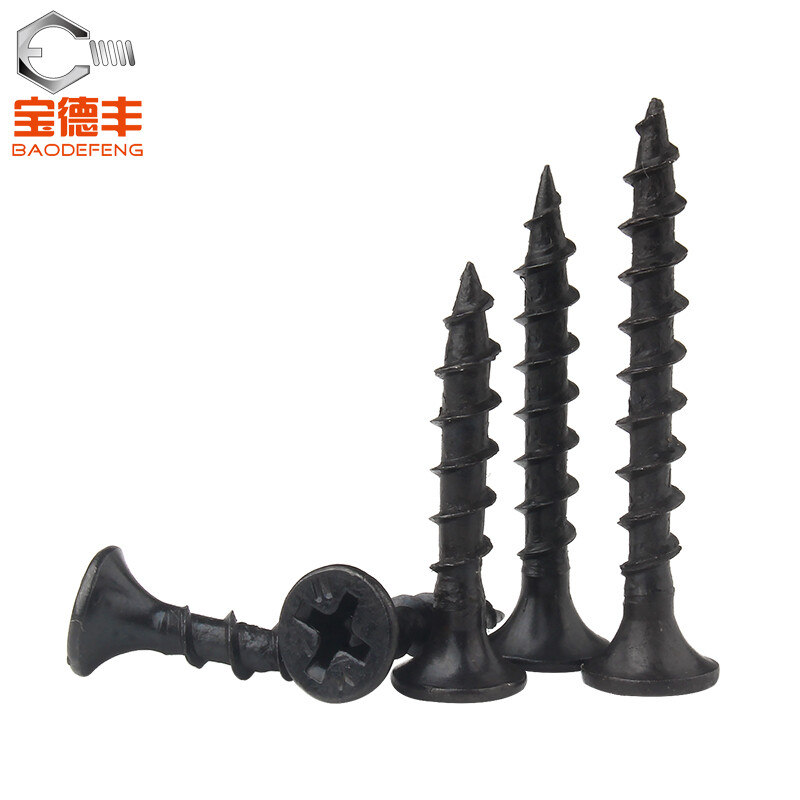 Baodefeng iron blackened and hardened coarse teeth fast self-tapping screws cross flat head self-tapping nails furniture countersunk head wood screws national standard blackened coarse teeth M4*25 100 pieces