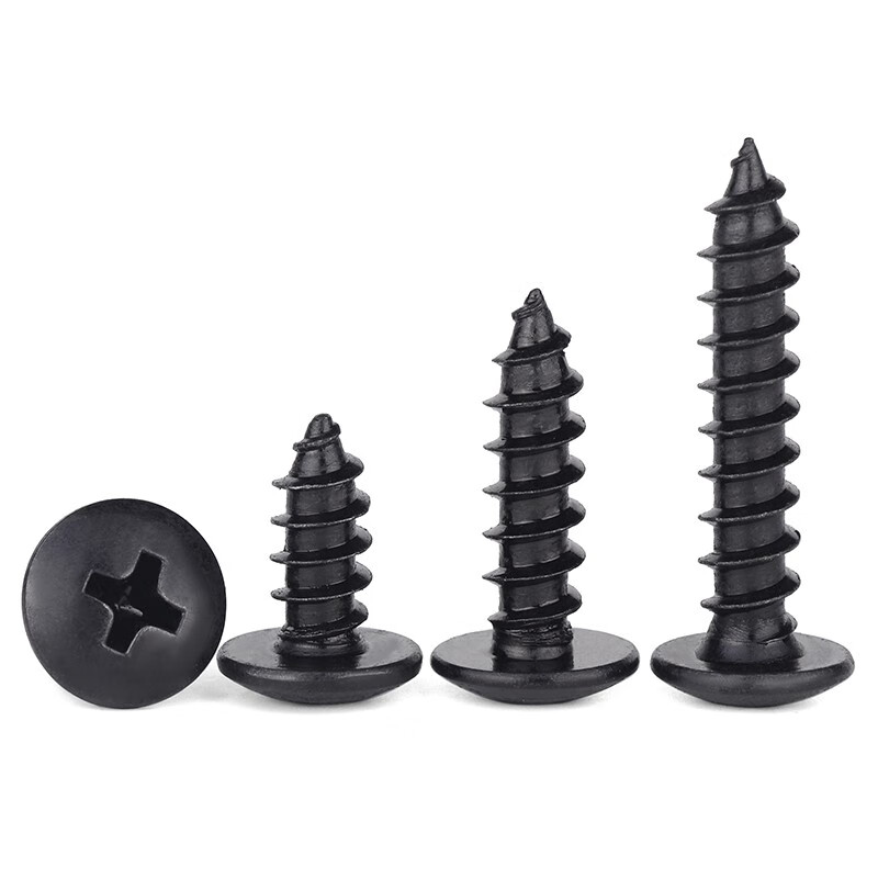 Jinggong large flat head self-tapping screws umbrella head screws black mushroom head wood tooth self-tapping screws 7L M5 40 (100 pieces)