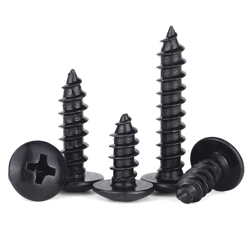 Jinggong large flat head self-tapping screws umbrella head screws black mushroom head wood tooth self-tapping screws 7L M5 40 (100 pieces)