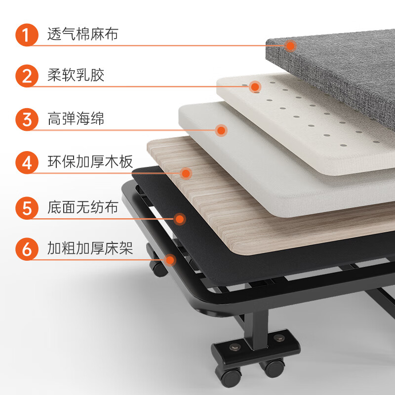 OKeefe folding sheet single nap bed office nap bed camp bed hospital accompanying bed 90cm latex sponge bed
