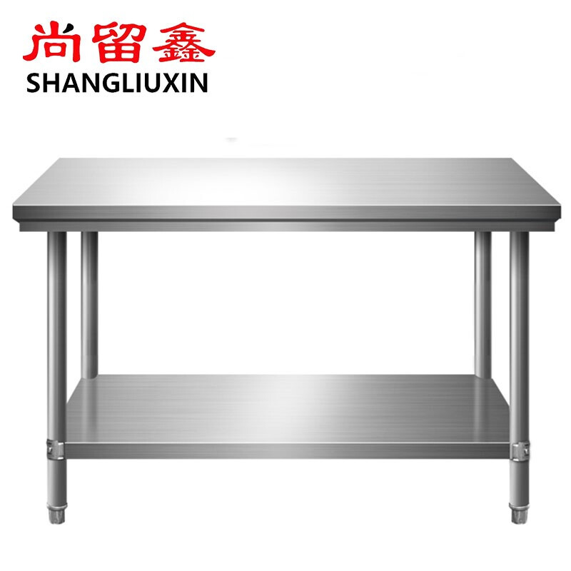 Shangliuxin thickened stainless steel workbench 1800*800*800 double-layer workshop operation table kitchen loading table