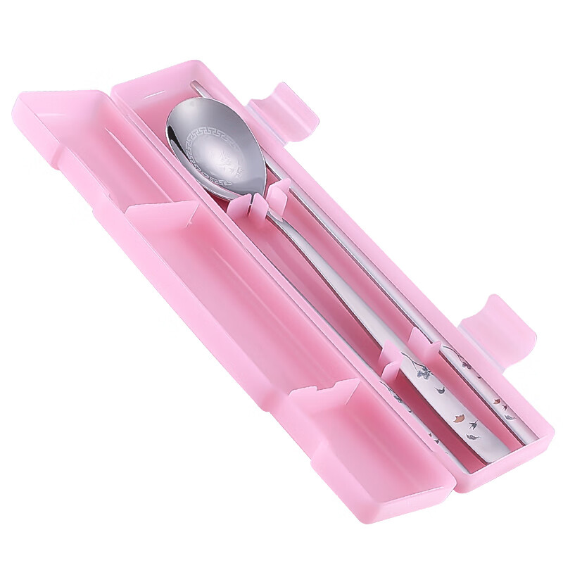 Kitshine Korea imported 316 stainless steel chopsticks and spoon set gold-plated 304 food grade portable tableware Korean solid flat chopsticks welcome pine chopsticks and spoon 1 piece set