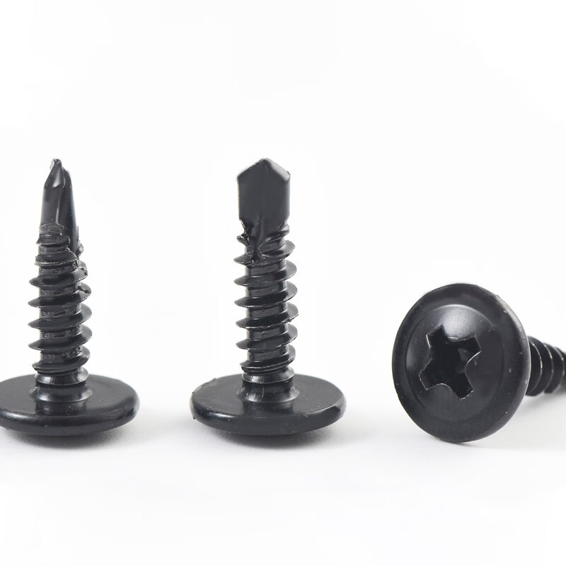 Jiping 4.2M4.8 black 410 stainless steel cross large flat head drill tail self-tapping screw round head Washer dovetail self-drilling screw 4.2*16 (100 pieces)