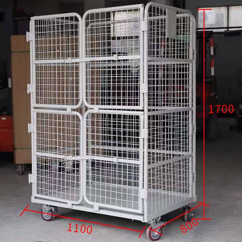 Jingxinda Movable Logistics Trolley Folding Logistics Cart Warehouse Sorting Truck Express Cage Car Linen Cart E-commerce 1100*800*1700 Four Small Door Encryption