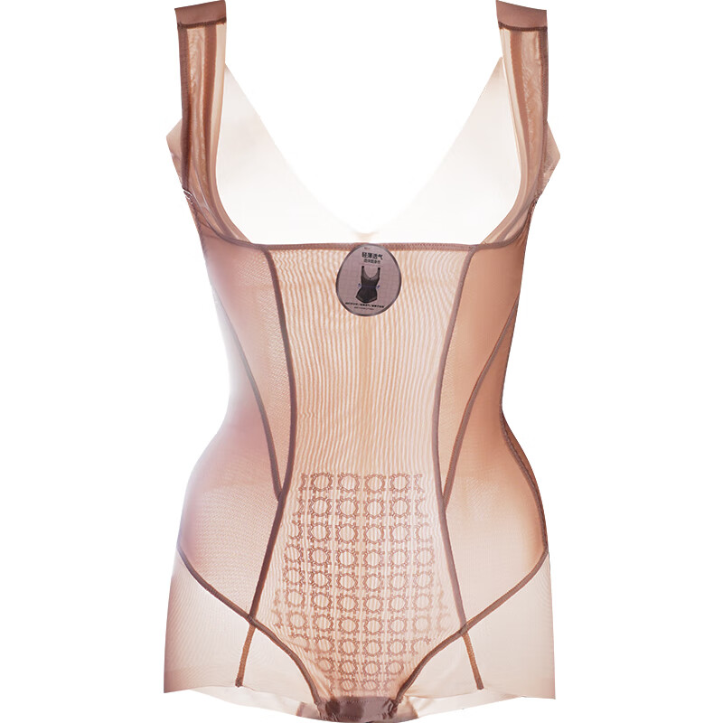 Minagawa One-piece Body Shaping Garment Thin Body Shaping Garment Women's Belly Controlling Waist Corset Sexy One-piece Underwear Body Fitting Shaping Summer Comfortable Skin Color + Black L (Weight 100-115 catties)