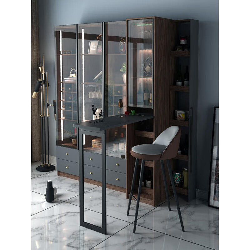 Xiaohe folding bar multifunctional wine cabinet bar table integrated cabinet telescopic folding partition cabinet living room home wall-mounted bar cabinet with 1 chair