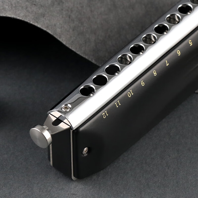 JDR JDR chromatic harmonica 12-hole C key GM-0648 imported gongs for beginners and professional players - matte black