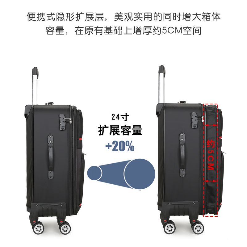 Liyaodou new large-capacity suitcase Oxford trolley suitcase for male and female students trendy suitcase Korean style canvas password box leather suitcase non-waterproof Oxford cloth caster 20 inches can be boarded for personal short-term travel