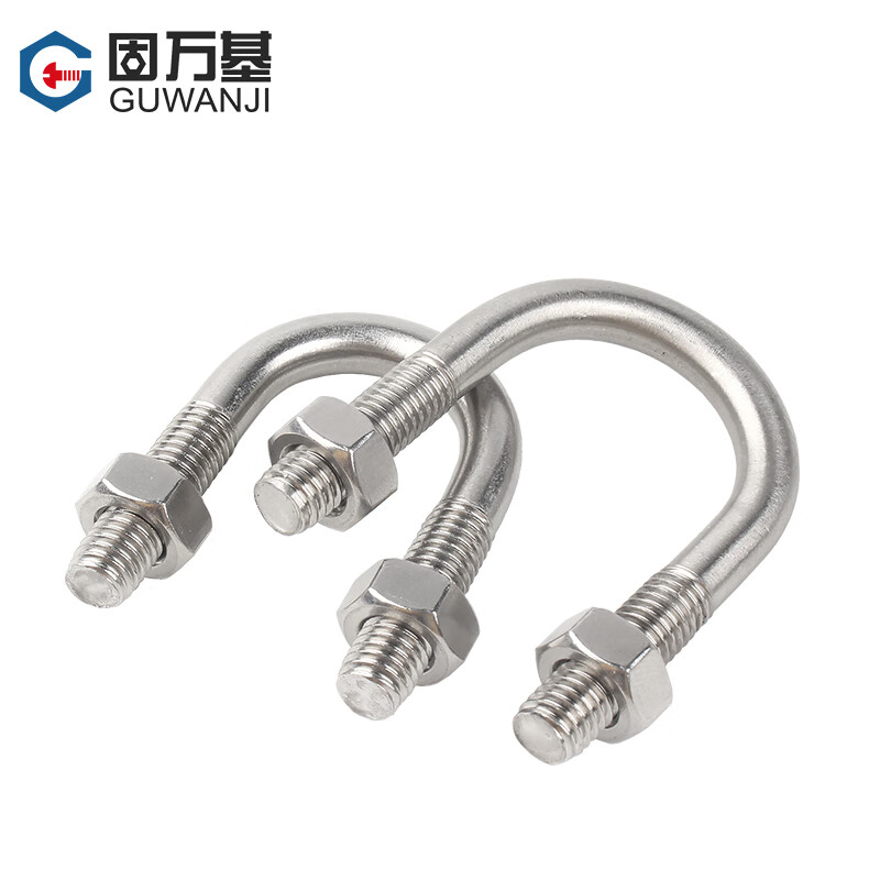 Guwanji U-bolt 304 stainless steel U-shaped screw nut set U-shaped pipe clamp buckle screw fixed buckle M8x33 2 sets