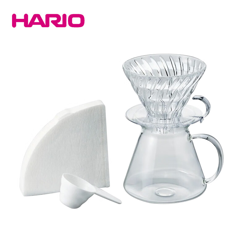 HARIO hand-brewed coffee pot set Home V60 coffee filter cup Heat-resistant glass coffee utensil set