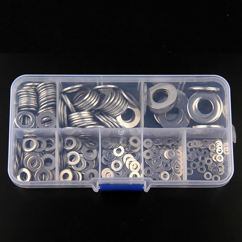 Wantful 304 stainless steel gasket, thickened metal screw flat washer M2M3M4M5M6M8M10 thin meson M2~M10 (8-in-1 set) 1 box, 360 pieces in total