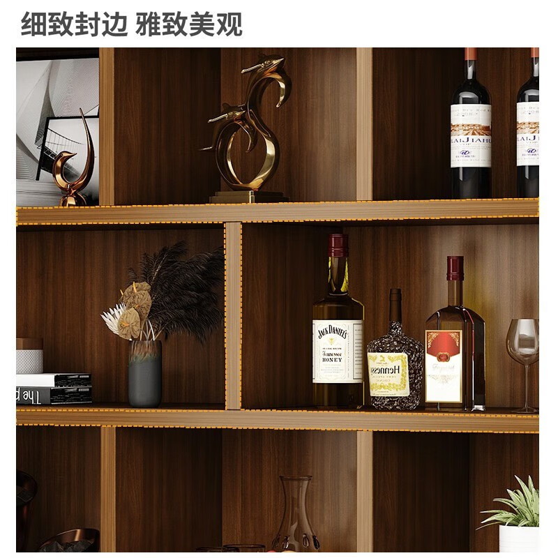 Red Ink Craftsman Wine Cabinet Solid Wood Living Room Wall Display Cabinet Porch Cabinet Partition Cabinet Red Wine Cabinet Simple Multi-Function Storage Cabinet Two Doors | Wild Oak Color 80*24*180
