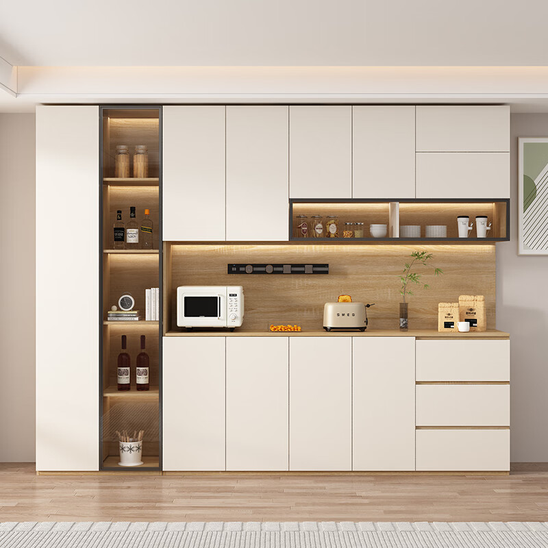 Honghuai tree birch cream style solid wood sideboard against the wall integrated living room wine cabinet multi-functional storage kitchen cabinet customization E type 160 40 240