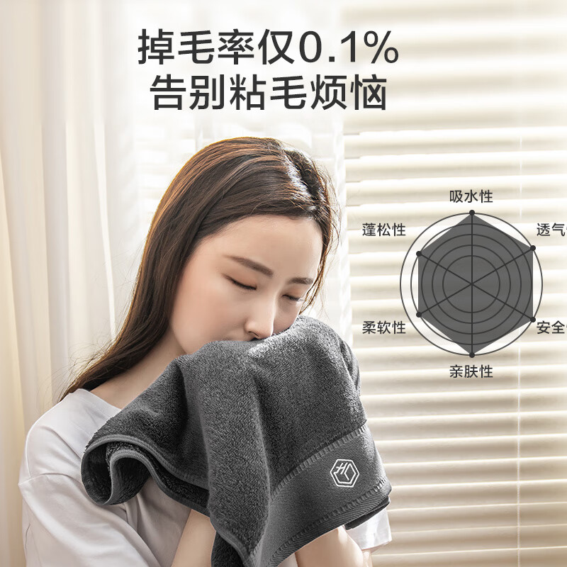 Made in Tokyo, 180g thickened and soft towels, five-star hotel type A pure cotton, large adult men and women towels, 2 pieces, elegant gray